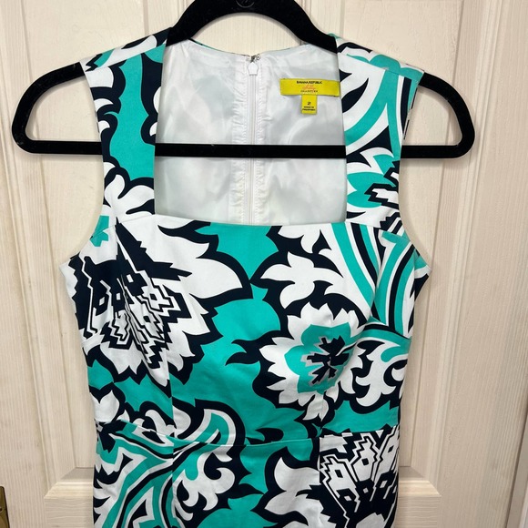 Banana Republic Milly Square Neckline Eden Rock Tropical Sheath Dress Size 2 - Picture 5 of 13